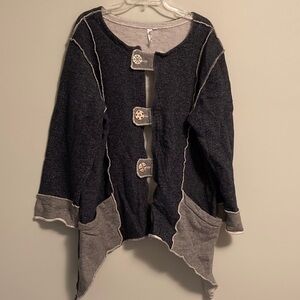 Artsy Dark Navy and Gray Women's Cardigan